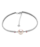 Bracelet en Argent 925 avec perle de culture d'eau douce Doucehadama et tourmanlines